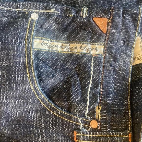 Parish Health Wealth &Wisdom Men’s Jeans Size 38 Dark Wash Button Fly Streetwear - Picture 13 of 16